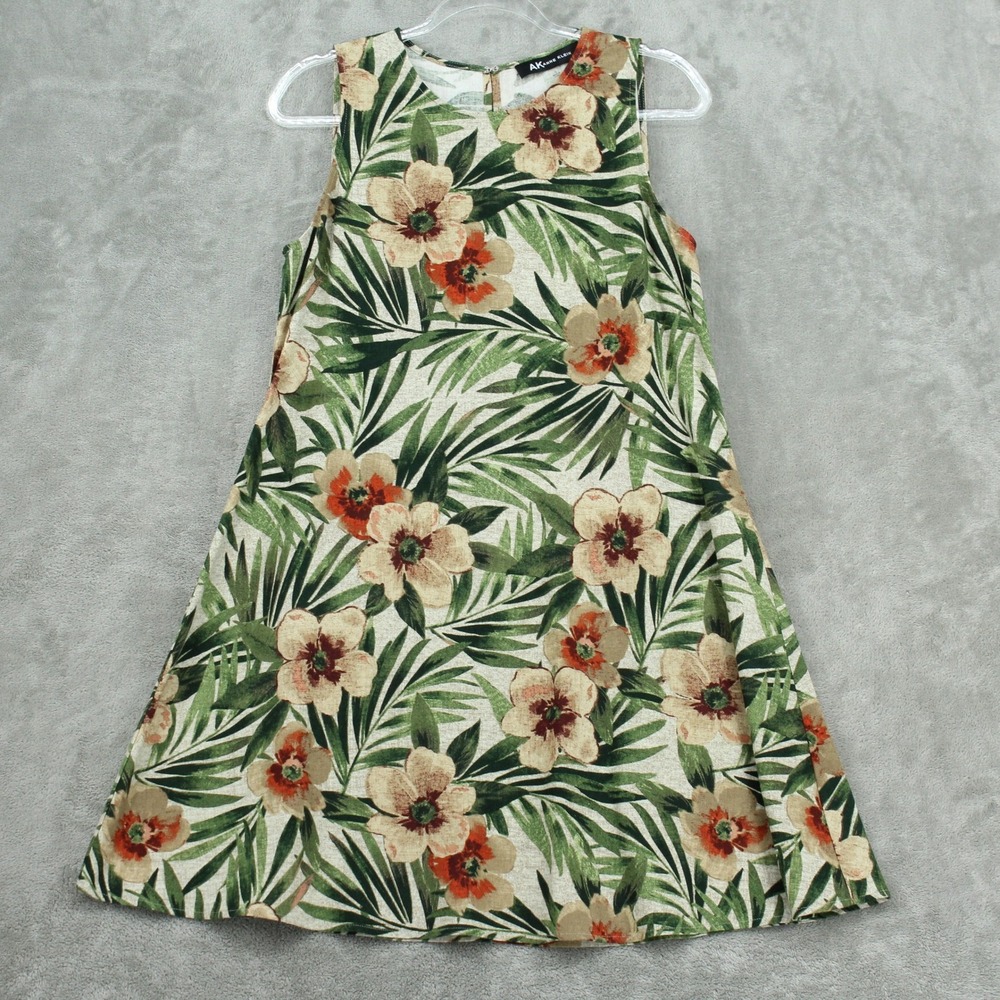 Anne Klein Dress Womens Size S Floral Tropical Linen Blend Relaxed Boxy Resort